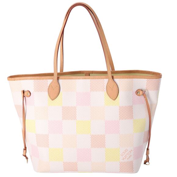 Louis Vuitton Neverfull MM Tote Giant Damier Peach Pink Beige Multi - Picture 2 of 9